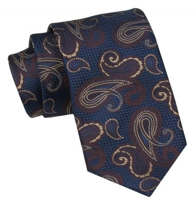 Klasyczny Męski Krawat - ALTIES - Brązowy Wzór Paisley