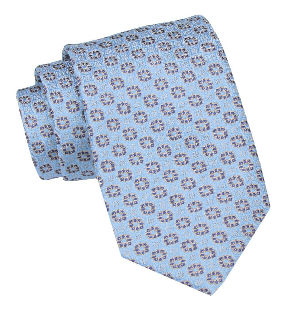 Klasyczny Męski Krawat - ALTIES - Jasnoniebieski w Grochy