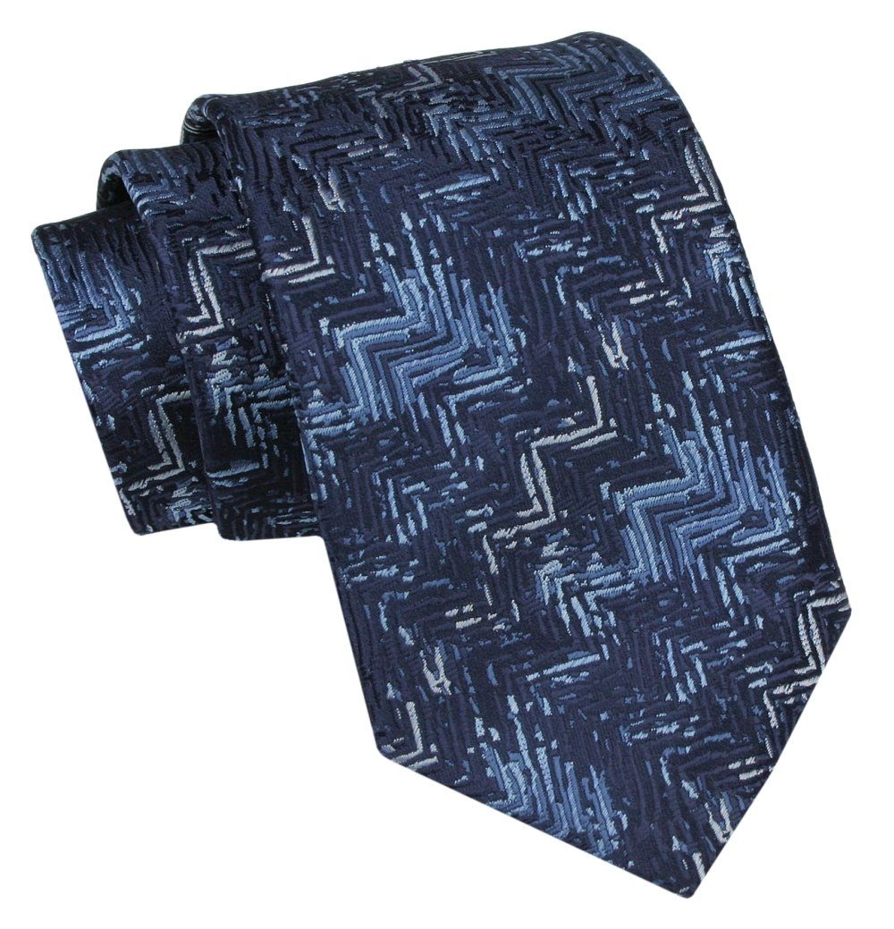 Klasyczny Męski Krawat - ALTIES - Odcienie Niebieskiego i Granatu