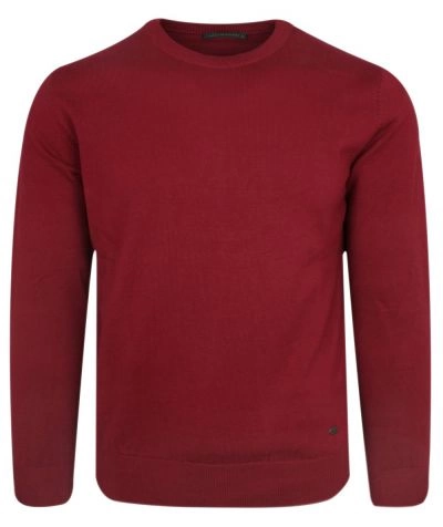 Klasyczny Męski Sweter - Tony Montana - U-Neck - Ciemnoczerwony