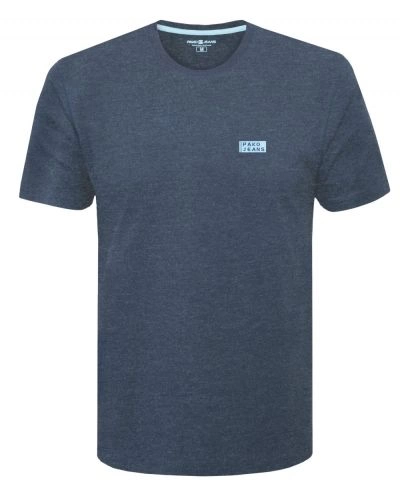 Klasyczny, Prosty T-Shirt - Pako Jeans - Granatowy Melanż