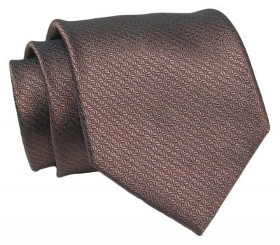 Klasyczny, Szeroki Krawat Męski CHATTIER - Brązowy w Delikatny Deseń