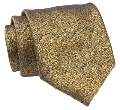 Klasyczny, Szeroki Krawat Męski CHATTIER - Złoty