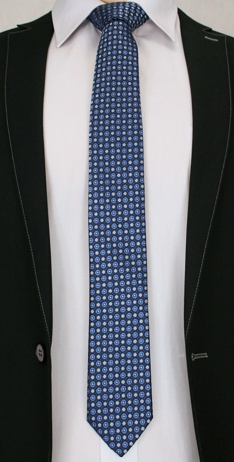 Wzorzasty Krawat Męski w Kółeczka - 6,7cm - Chattier - Kolorowy