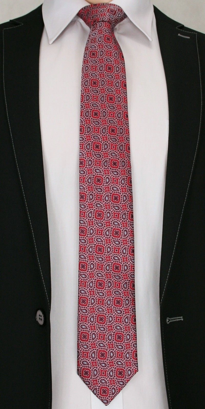 Wyrazisty, Męski Krawat, Wzór Paisley- Chattier, Kolorowy, Różowy