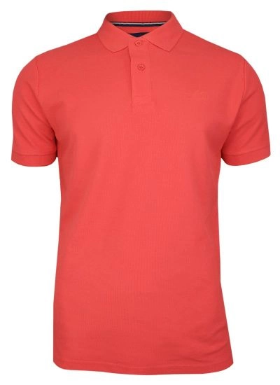 Koralowa, Pomarańczowa Bawełniana Koszulka POLO -Adriano Guinari Męska, Krótki Rękaw z Kołnierzykiem