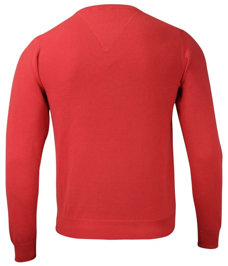 Sweter w Serek (V-neck) Koralowy Męski, Klasyczny, Pomarańczowy, - Adriano Guinari