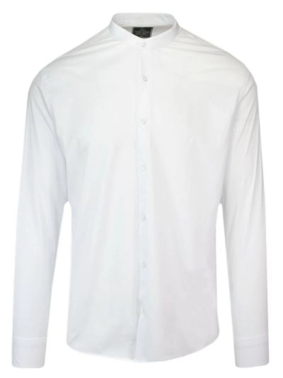 Koszula Biała na Stójce, Gładka, Męska Długi Rękaw, Slim Fit, Taliowana -TO-ON