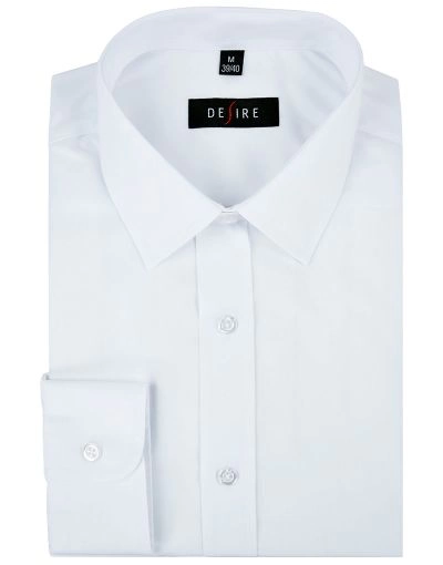Koszula Biała Wizytowa, Klasyczny Krój, Męska z Długim Rękawem -DESIRE- Elegancka