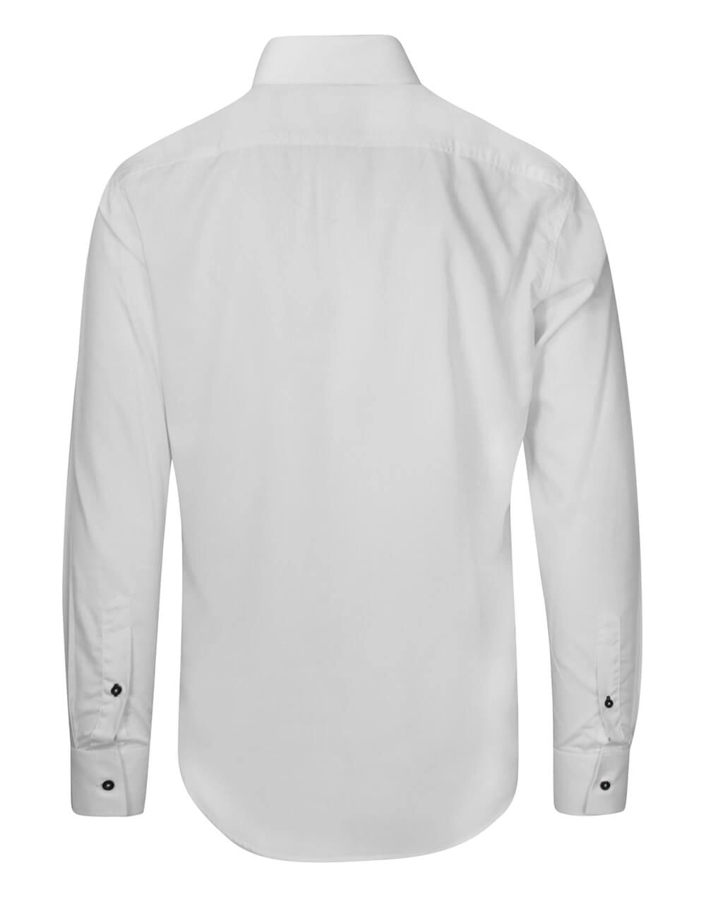 Koszula Biała Wizytowa Męska, Ciemne Guziki, z Długim Rękawem, Taliowana, 100% Bawełna -RANIR