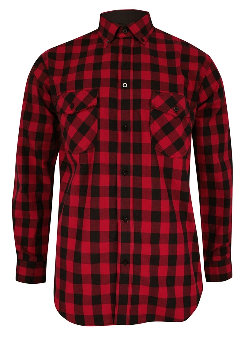 Koszula Czarno-Czerwona Casualowa w Kratkę, 100% Bawełna, Slim, Długi Rękaw -FORMAX