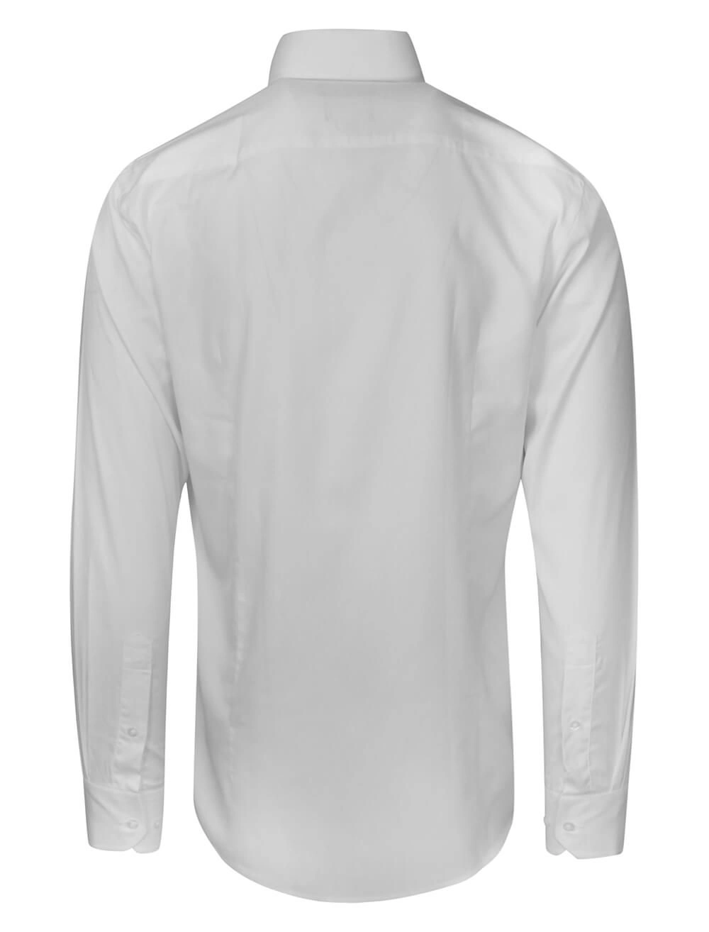 Koszula Męska, Biała Elegancka, Wizytowa z Długim Rękawem, 100% Bawełna, Taliowana -CHIAO