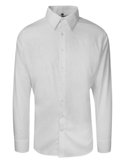 Koszula Męska, Biała Elegancka, Wizytowa z Długim Rękawem, 100% Bawełna, Taliowana -CHIAO