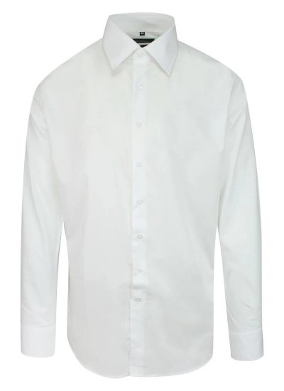 Koszula Męska, Elegancka Biała z Długim Rękawem, 100% Bawełna, Taliowana -CHIAO