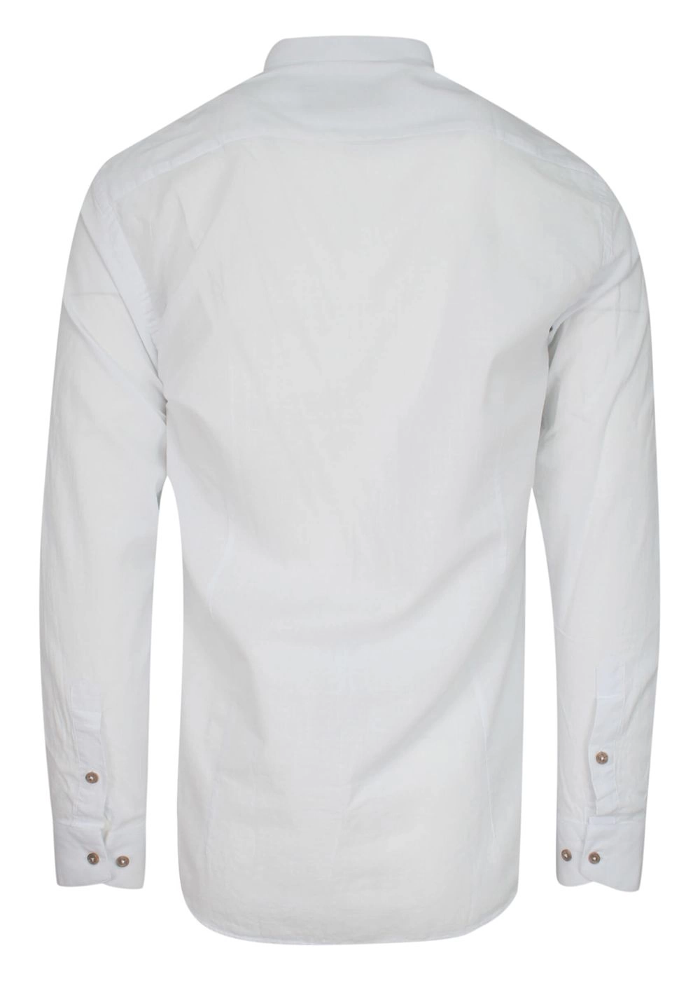 Koszula na Stójce, Biała Casualowa, z Długim Rękawem, Slimowana, 100% BAWEŁNA -MASSARO
