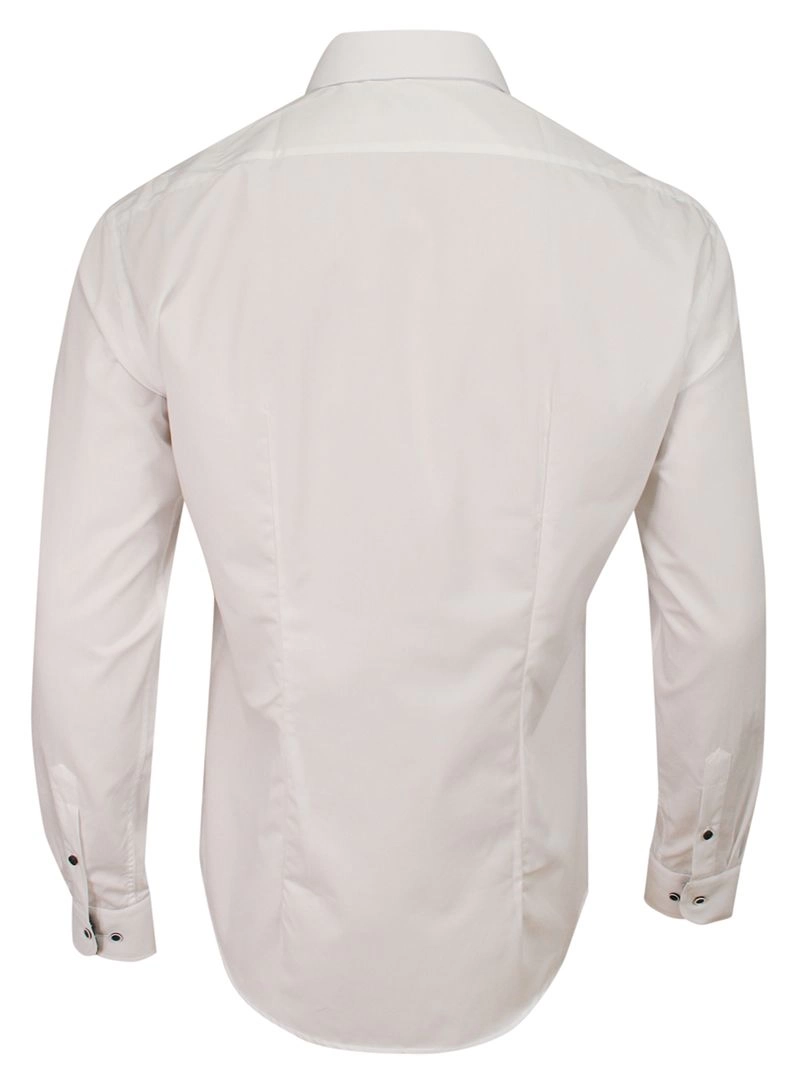 Koszula Wizytowa, Biała Bawełniana z Długim Rękawem, Taliowana -BELLO- Elegancka, Męska