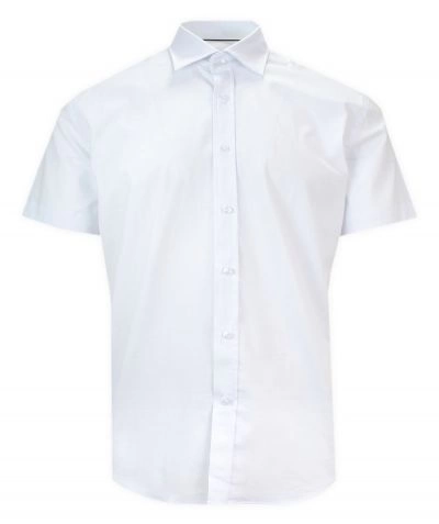 Koszula Wizytowa Biała z Krótkim Rękawem, Taliowana -QUICKSIDE