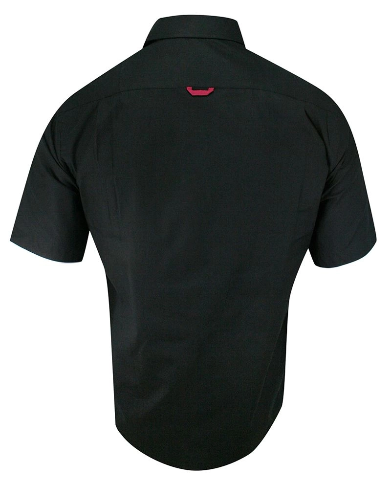 Koszula Wizytowa, Czarna z Krótkim Rękawem, Bawełniana, Klasyczna -RIGON