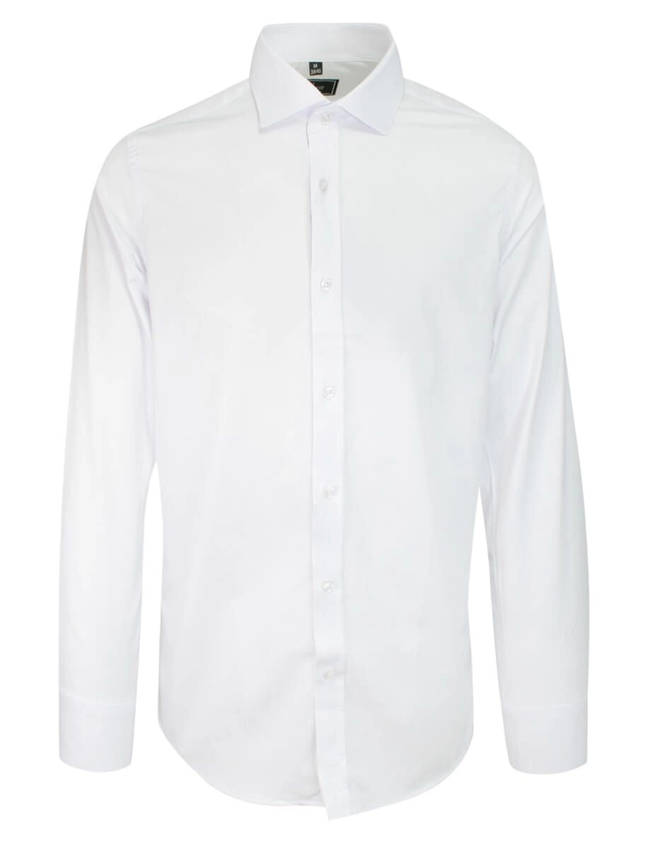 Koszula Wizytowa Elegancka Biała z Długim Rękawem, Taliowana, Slim, Bawełniana -Victorio
