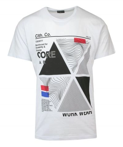 Koszulka Bawełniana z Nadrukiem, Biała z Krótkim Rękawem, T-shirt, Casualowa
