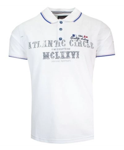Koszulka POLO Biała z Nadrukiem, Casualowa, Męska, Krótki Rękaw