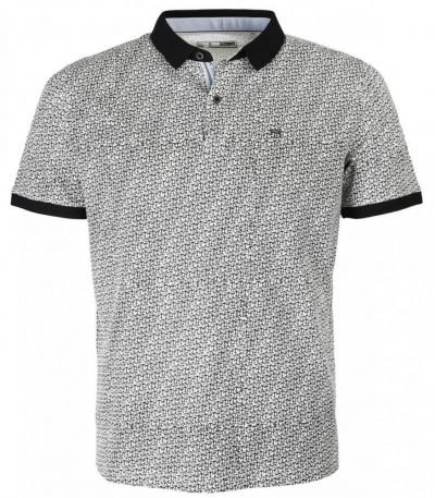 Koszulka POLO Biało-Czarna w Kotwice z Kołnierzykiem, Krótki Rękaw -PAKO JEANS