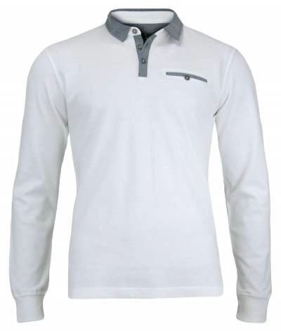 Kremowa Koszulka Polo, Długi Rękaw, Longsleeve z Kołnierzykiem - 100% BAWEŁNA, Męska