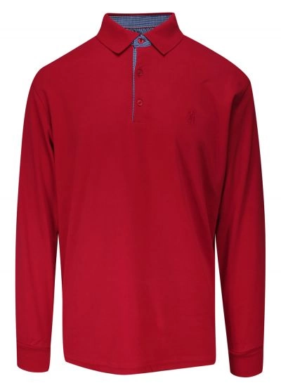 Koszulka Polo, Czerwona, Longsleeve z Kołnierzykiem, Długi Rękaw, Męski -EXPOMAN