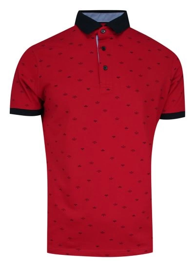 Koszulka POLO, Czerwona w Origami, Statki, Męska, Casualowa, Krótki Rękaw, T-shirt 