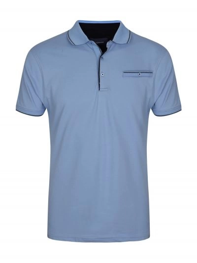 Koszulka POLO Męska, Niebieska z Kołnierzykiem, Krótki Rękaw QUICKSIDE