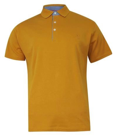 Koszulka POLO, Musztardowa Casualowa, Męska, Krótki Rękaw, Jednokolorowa, T-shirt