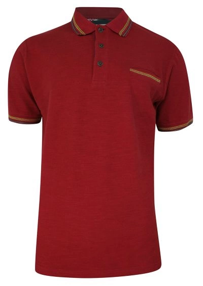 Koszulka POLO, Pomarańczowa, z Kieszonką, Męska, Krótki Rękaw, T-shirt -BELIKA