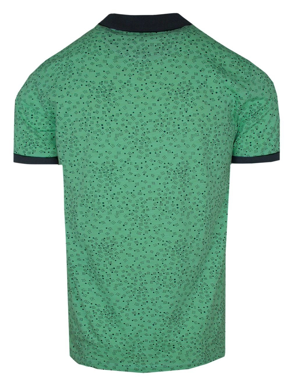 Koszulka POLO, Zielona, Wzór Geometryczny, Krótki Rękaw, Męska, z Nadrukiem