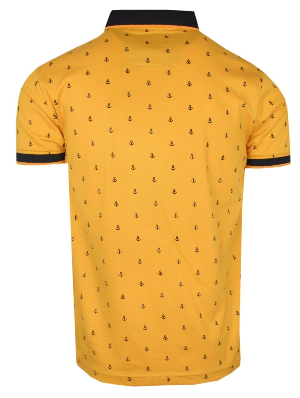 Koszulka POLO, Żółta w Kotwice, Krótki Rękaw, Męska, z Nadrukiem