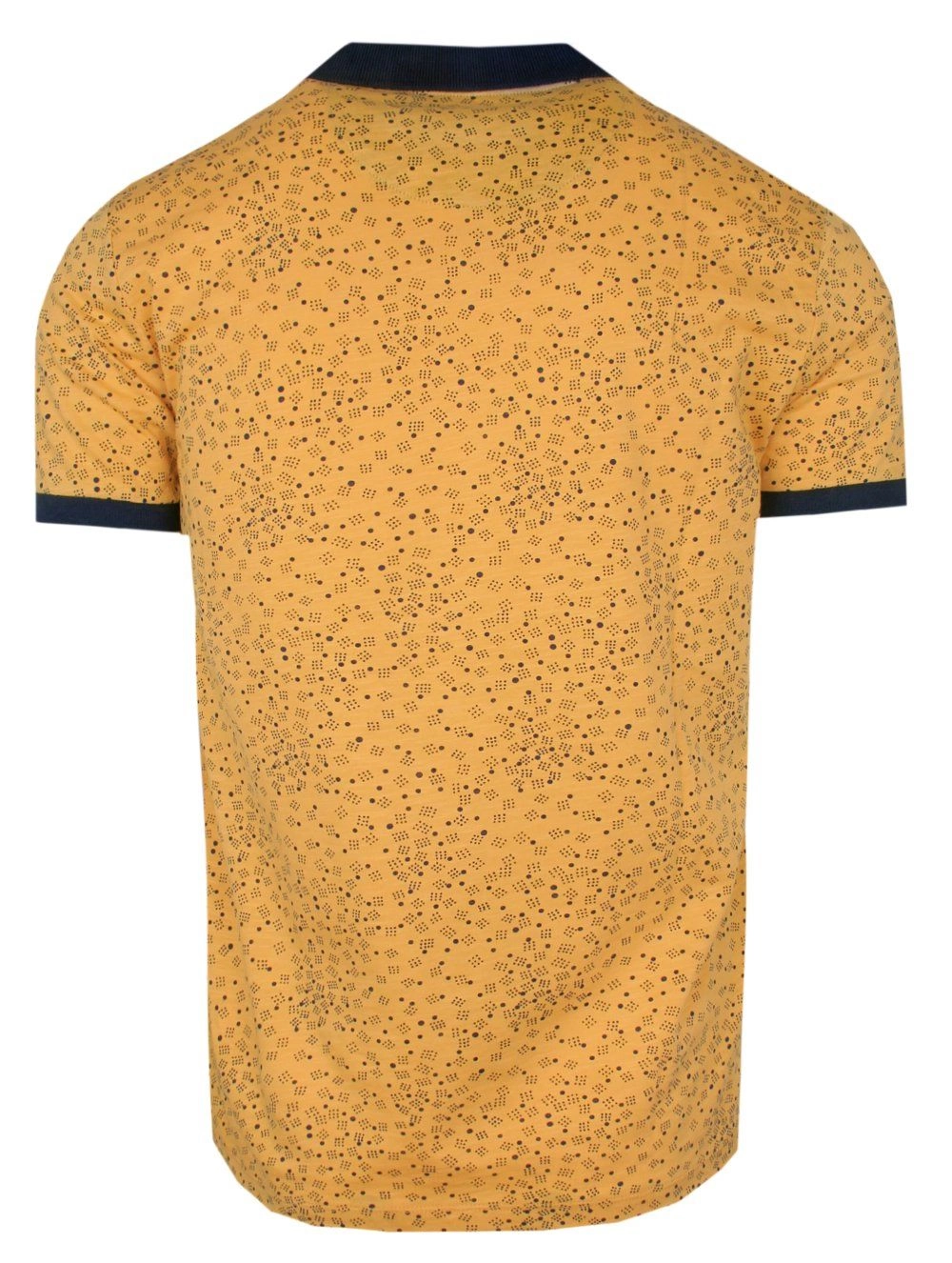 Koszulka POLO, Żółta, Wzór Geometryczny, Krótki Rękaw, Męska, z Nadrukiem