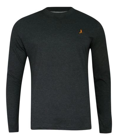 Koszulka Popielata Longsleeve, T-shirt z Długim Rękawem, Męski, Jednokolorowy z Logo -BRAVE SOUL