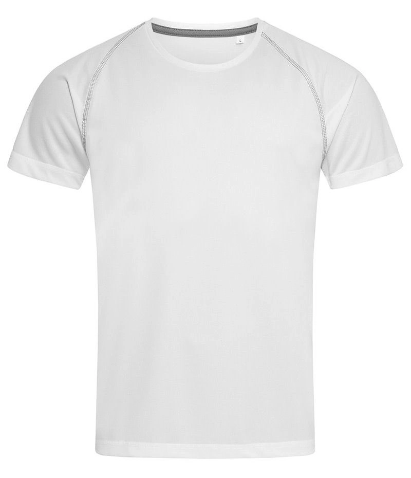 Koszulka T-shirt, Biała, Sportowa, ACTIVE-DRY Poliester, Raglanowe Rękawy
