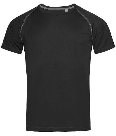 Koszulka T-shirt, Czarna, Sportowa, ACTIVE-DRY Poliester, Raglanowe Rękawy