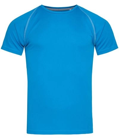 Koszulka T-shirt, Niebieska, Sportowa, ACTIVE-DRY Poliester, Raglanowe Rękawy