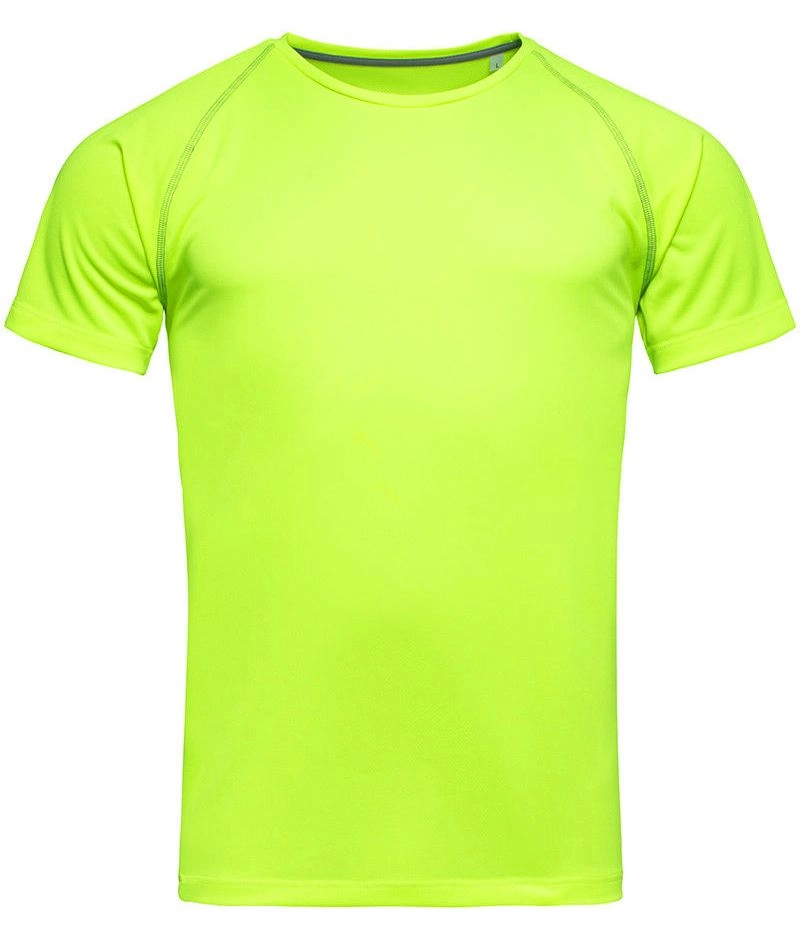 Koszulka T-shirt, Żółta, Sportowa, ACTIVE-DRY Poliester, Raglanowe Rękawy, Jaskrawa
