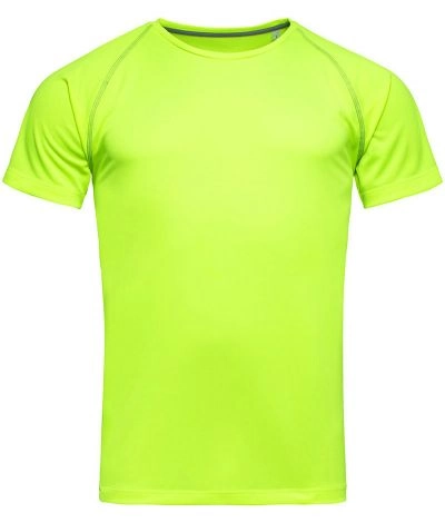 Koszulka T-shirt, Żółta, Sportowa, ACTIVE-DRY Poliester, Raglanowe Rękawy, Jaskrawa