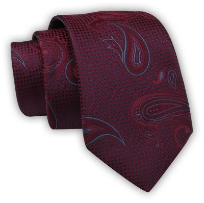 Krawat Alties (7 cm) - Bordo, Wzór Paisley