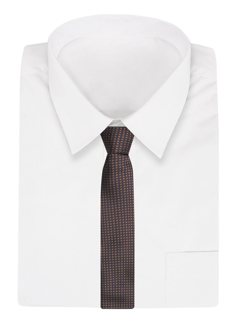 Krawat Alties (7 cm) - Brązowy w Drobny Wzór