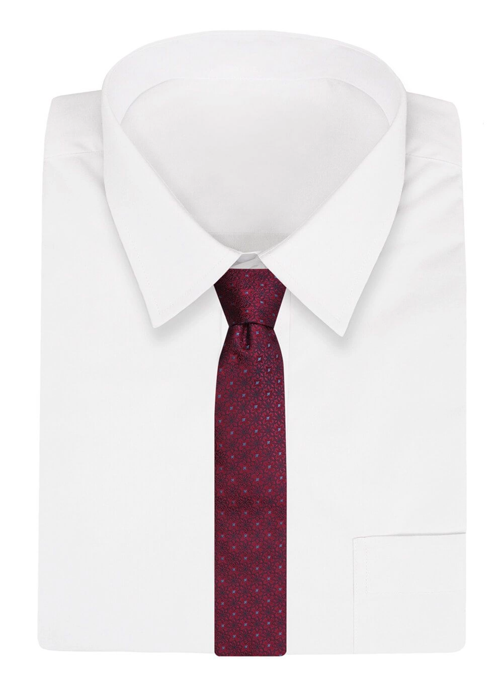 Krawat Alties (7 cm) - Ciemnoczerwony, Drobny Wzór