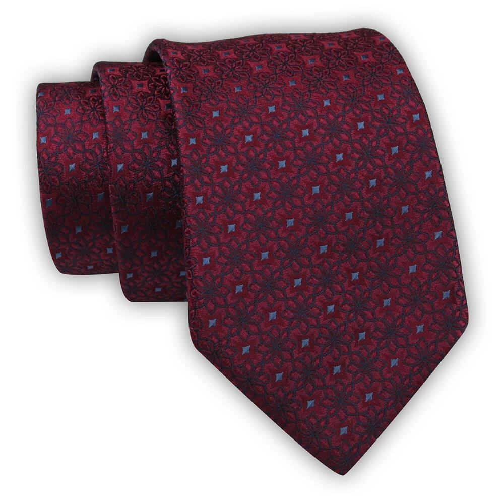 Krawat Alties (7 cm) - Ciemnoczerwony, Drobny Wzór