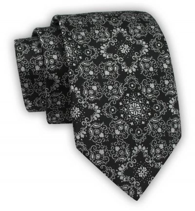 Krawat Alties (7 cm) - Czarny, Wzór Orientalny