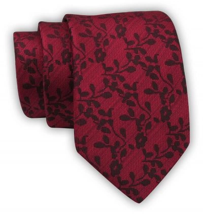 Krawat Alties (7 cm) - Czerwień, Wzór w Kwiaty