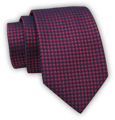 Krawat Alties (7 cm) - Drobny Wzór, Czerwono Granatowy