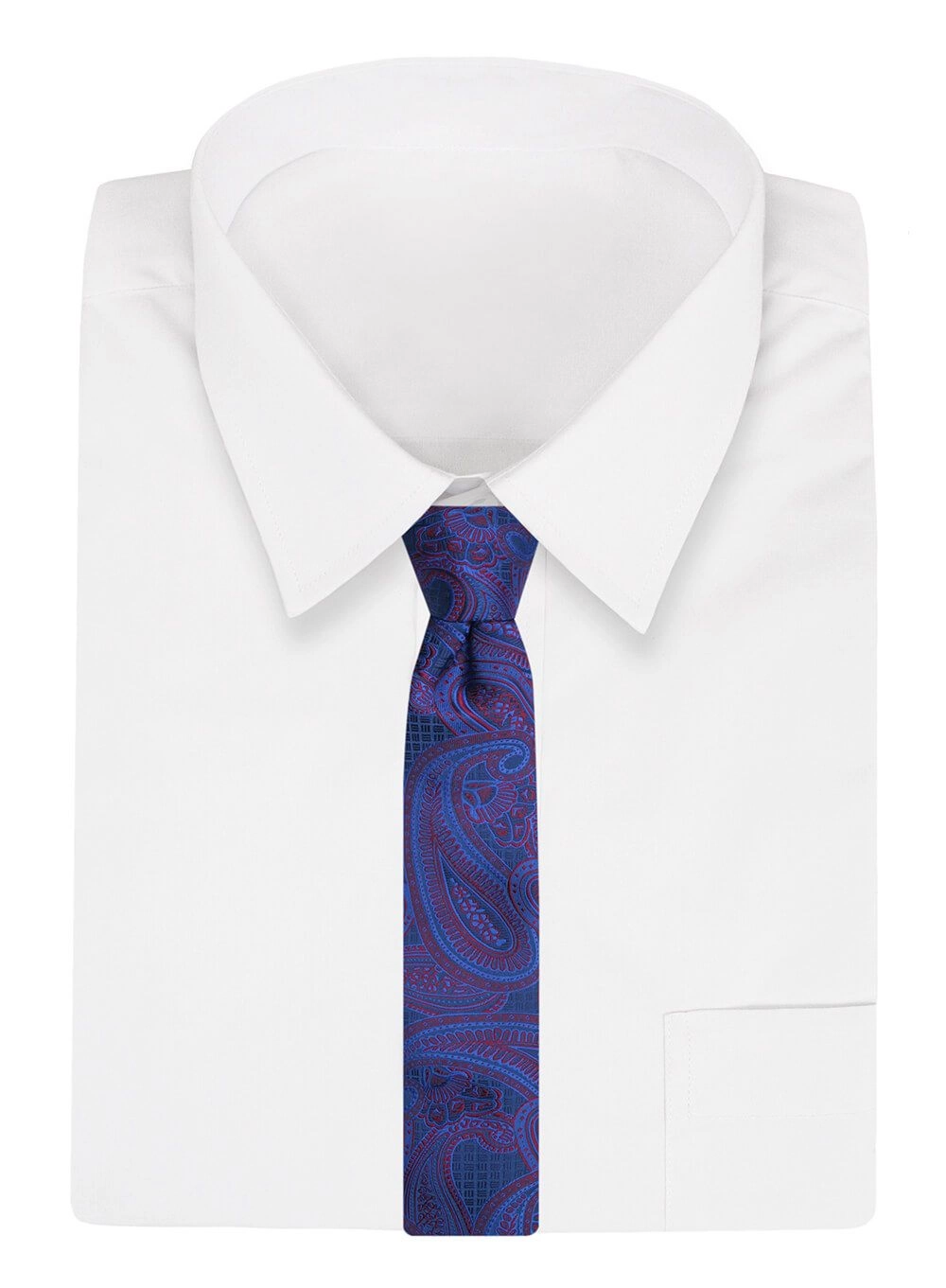 Krawat Alties (7 cm) - Niebieski w Duży Wzór