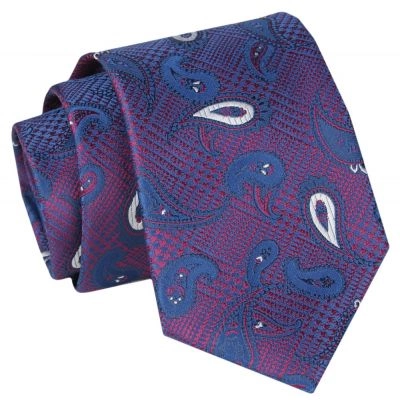 Krawat - ALTIES - Bordo we Wzór Paisley